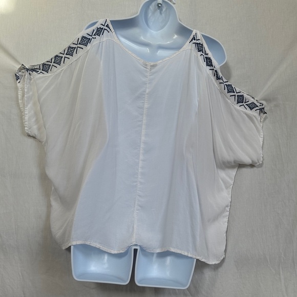 Lorimer NYC pretty flowing blouse cold shoulder/arm Size L - Picture 4 of 5